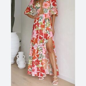 Floral Maxi Dress with Slit